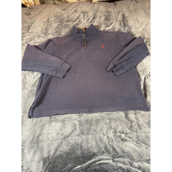 Polo Ralph Lauren Quarter Zip Pullover Sweater Mens Large L Red Pony - Picture 1 of 10